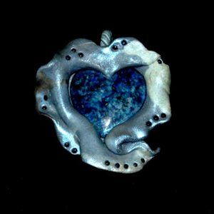 Blue ceramic and beaded necklace